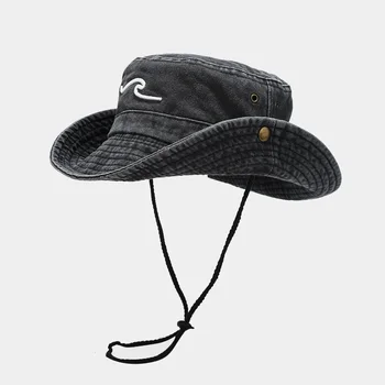 בציר רקמה גל דלי כובע נשי מזדמן דייג כובע שטף שמשיה כובעי חיצוני קמפינג כובע רחב שוליים התמונה