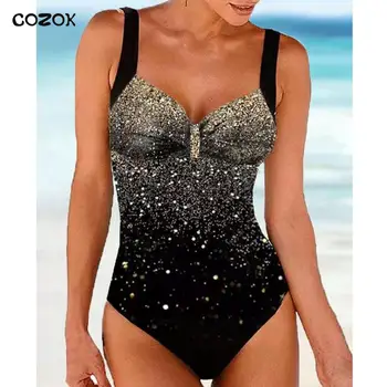 COZOK אחת-חתיכה גדולה בגדי ים סגור בתוספת גודל בגדי הגוף הנשי בגד ים בריכה חוף ללבוש נשים חליפת שחייה התמונה