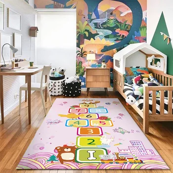 קלאס, השטיח בחדר השינה של הילדים לשחק מחצלת ילד ילדה חדר השינה ליד המיטה שטח גדול שטיחים התינוק זוחל שטיח הרצפה לשחק מחצלת התמונה