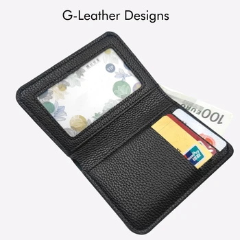 אופנה קצר ארנק בעל כרטיס טבעוני נחל עור האשראי תיק דק שחור ארנק עם 5 חריצי כרטיס 1 ביל חריץ התמונה