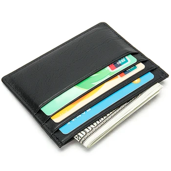 WESTAL עור של הגברים כרטיס אשראי שחור מחזיק כרטיסי מזדמן המחזיקים בתעודת זהות התמונה
