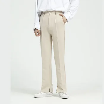 2023Male יפן החליפה 3 צבעים כהים של גברים מזדמנים קוריאה אופנת רחוב בציר אופנה מכנסיים ארוכים ישר מכנסיים s התמונה