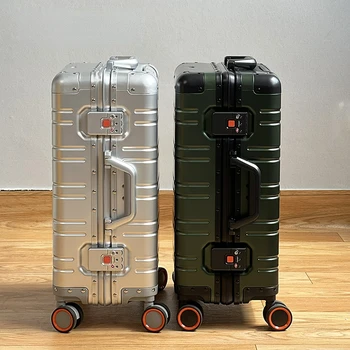 כל-אלומיניום סגסוגת מגנזיום נסיעות המזוודה עסק של גברים מתגלגל מזוודות על גלגלים טרולי מזוודות מזוודות בקתה המזוודה התמונה