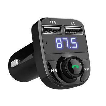 Bluetooth אלחוטית לרכב Dual USB מטען לטלפון נייד צג דיבורית מתקשר דיבורית לרכב משדר FM נגן MP3 Dropship התמונה