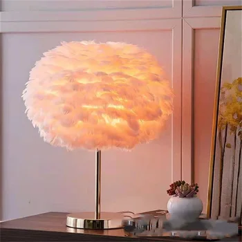 TEMAR יצירתי מנורות שולחן נוצה השולחן תאורה עכשווית עבור הסלון למיטה קישוט החדר התמונה