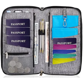 אופנה נסיעות הארנק חיצוני בעל כרטיס דרכון לכסות את המסמך שקית אחסון כרטיסי טיסה קליפ נייד תיק מצמד התמונה