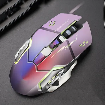עכבר משחקים קווי אי-שקט צבעוני LED עם תאורה אחורית 4000DPI 6 כפתורים ללא אלחוטית גיימר עכברים למחשב עבור מחשב נייד, עכברים למחשב התמונה