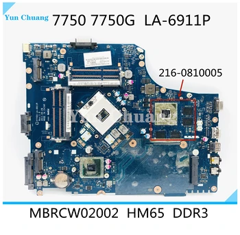 MBRCW02002 לה-6911P motherbaord עבור Acer aspire 7750 7750G מחשב נייד לוח אם MBRN802001 P7YE0 לה-6911P המקורי 100% נבדק התמונה